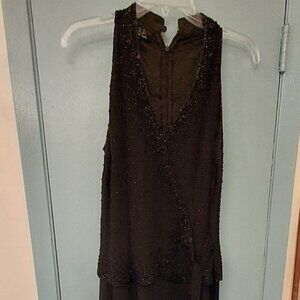 Black Formal Dress with Beaded Bodice Size 8